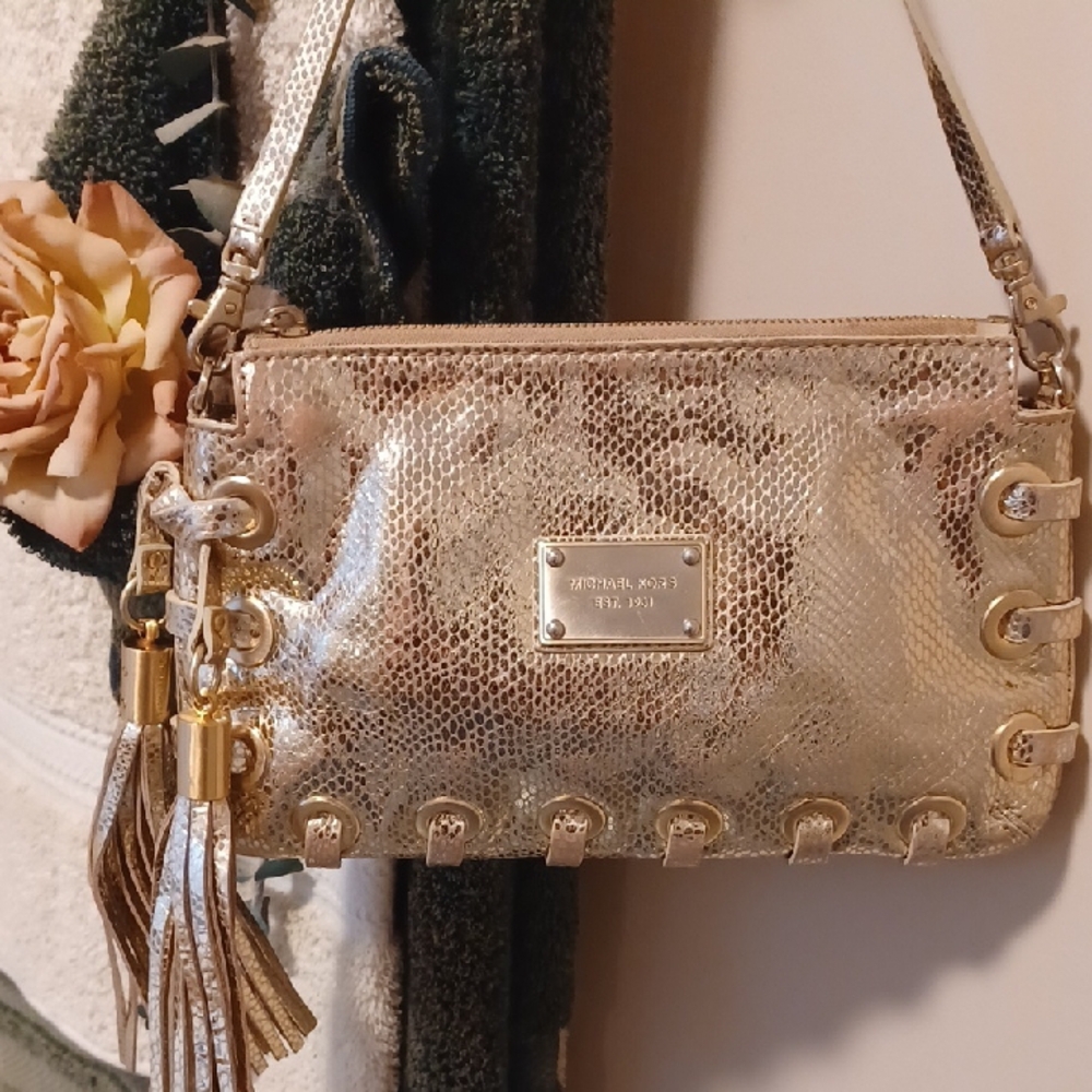 Michael Kors Gold Convertable Bag W/Tassels